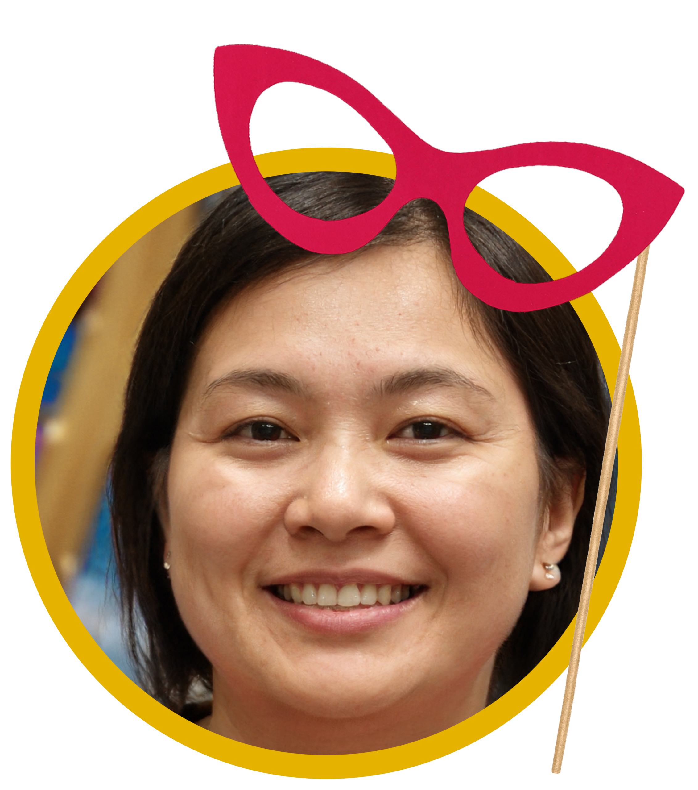 woman with a bow and a toothpick in her hair